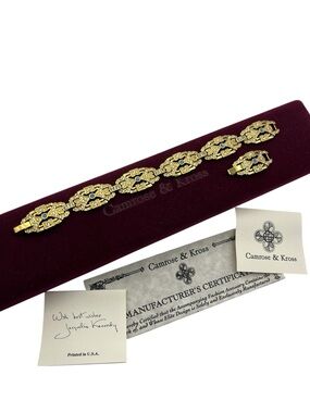 Camrose & Kross JBK gold plated art deco style link bracelet gold tone Kennedy